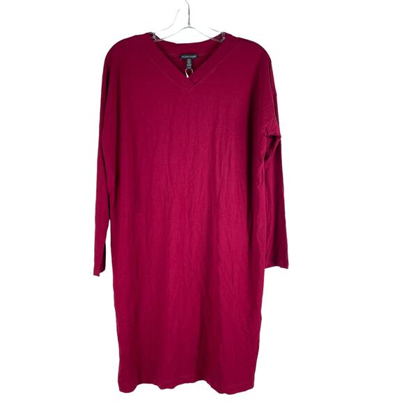 Eileen Fisher Viscose Jersey Knee Length Dress Pockets Red Size XS - Picture 3 of 8